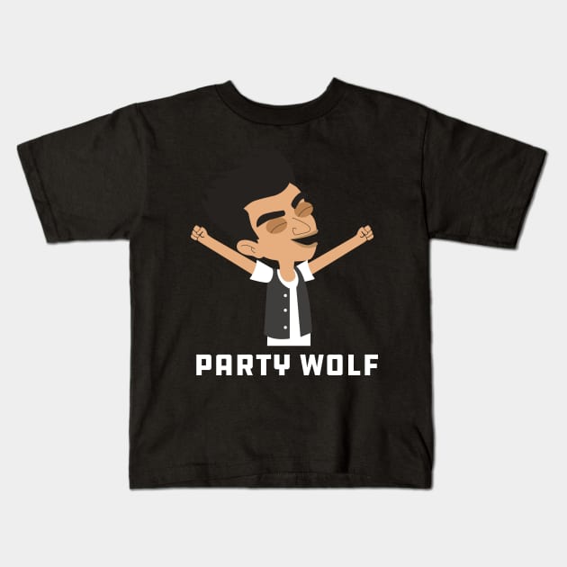 Big Mouth Party Wolf Kids T-Shirt by TempestDesign